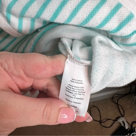 Talbots Long Sleeve Blue and White Striped Full Zip Jacket - Picture 5 of 9